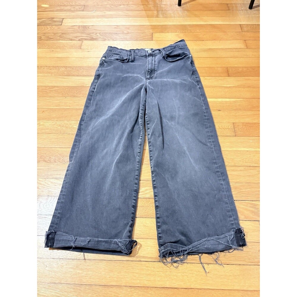 FRAME Size 29 Ali Wide Crop Jeans Charcoal High Rise Wide Leg Raw Hem